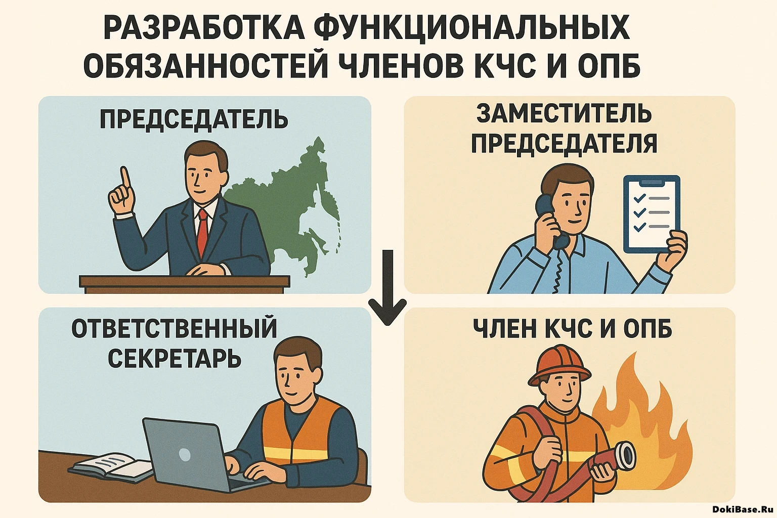 КЧС и ОПБ: разработка функциональных обязанностей членов комиссии по предупреждению и ликвидации чрезвычайных ситуаций и обеспечению пожарной безопасности